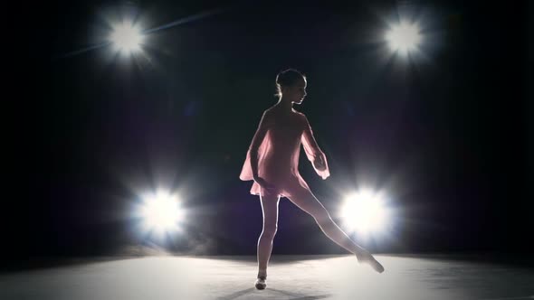 Young Ballerina Girl Dancer Jumping High in Sky