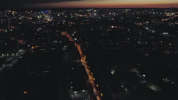 Aerial view of the cars in night city 18