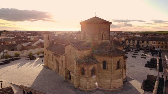 Aerial View of Famous Romanesque Church San Martin De Tours in Fromista Palencia Spain