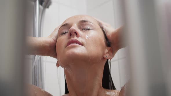 Portrait of a Woman Taking a Shower