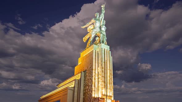 monument Rabochiy i Kolkhoznitsa, sculptor Vera Mukhina, Moscow, Russia. Made of in 1937