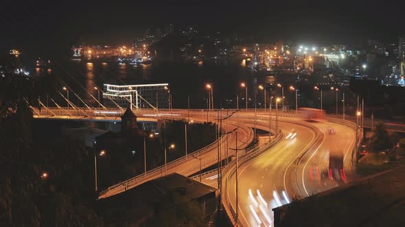 Traffic at Night in Vladivostok