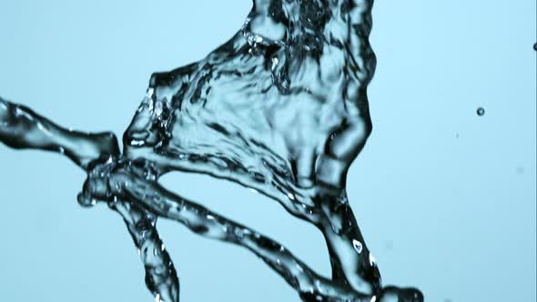 Water pouring and splashing in ultra slow motion