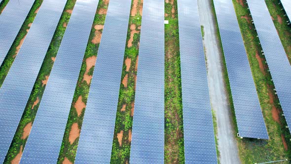 Top view of a solar power station. drone footage. 4k