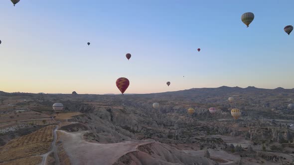 Cappadocia, Turkey : Balloons in the Sky. Aerial View