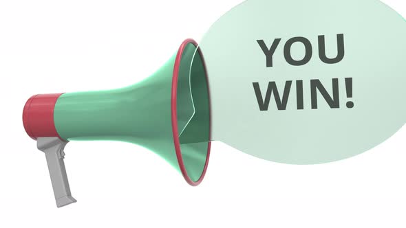 Green Megaphone with YOU WIN Message on Speech Bubble