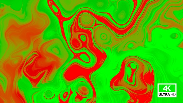 Abstract Colorful Green And Red Marble Liquid Animated Background 4K Footage V4