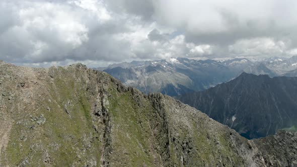 Aerial view of Alps near Zillertal in Austria.