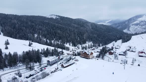 Aerial view of Bachledova dolina in the village of Zdiar in Slovakia