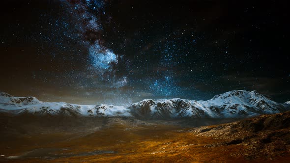 Himalaya Mountain with Star in Night Time