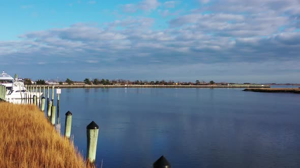 A low angle shot on the boardwalk, facing the railings & pylons. It was taken during a gorgeous day.