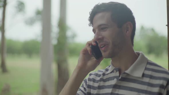 Man making phone call using mobile phone