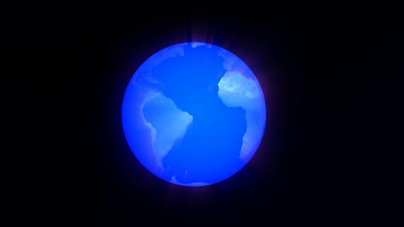 Blue color glowing planet earth animation