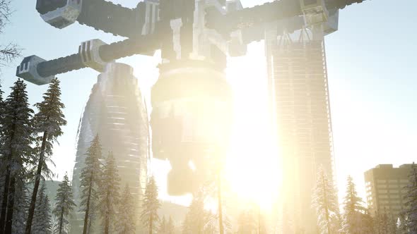 Alien Spacecraft Above the City alt