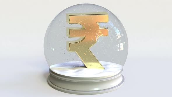 Glass Snowball with Rupee Symbol