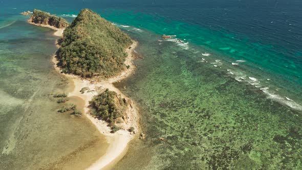 Tropical Island with Sandy Beach Philippines Palawan