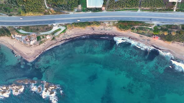 Traffic on the Beach Aerial View 4 K