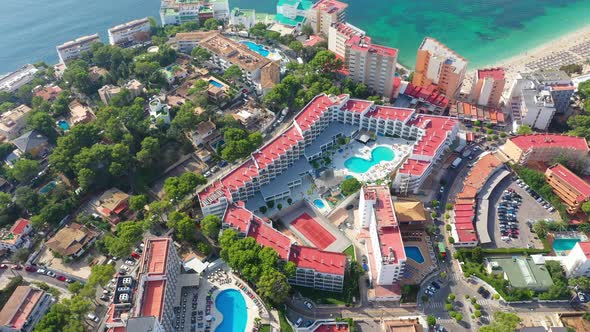 Aerial Drone Footage Video of Magaluf Town Mallorca