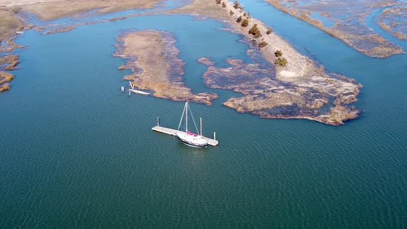 Drone view of a Sailboat