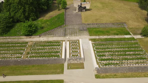 Memorial to the soldiers who died in World War II. Valmiera memorial from above