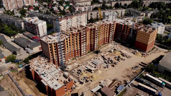 Construction Site with Crane and Building