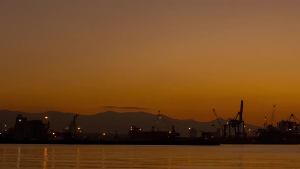 Time Lapse Movie of Heavy Shipyard Machinery Moving Cargo Containers