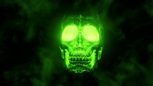 Scary skull in acid green light.