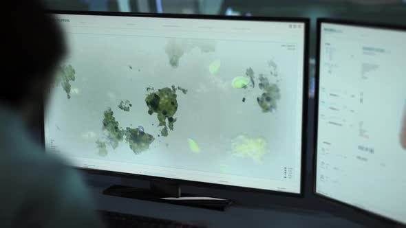 Examining the cell structure of the infusoria Bacteria under the microscope alt