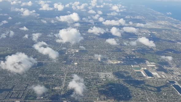 Aerial View Of Miami coast From An Airplane