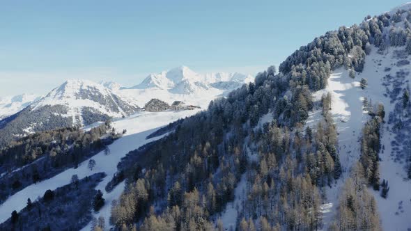 La Plagne Aerial View in the French Alps in France