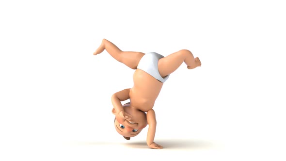 Fun 3D cartoon baby dancing on hip hop alt