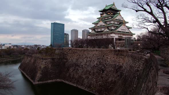 Osaka Feudal Castle Defence Wall Japan Timelapse