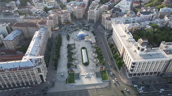 Kyiv. Ukraine: Independence Square, Maidan. Aerial View, Slow Motion