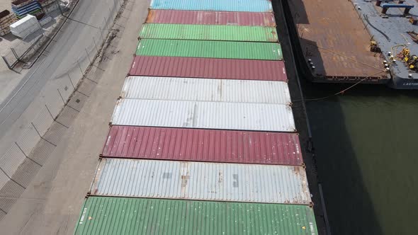 Stack Of Intermodal Containers In The Port At Dordrecht, Netherlands. - aerial