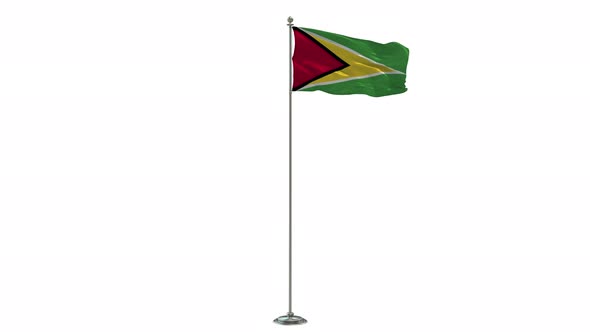 Guyana   Looping Of The Waving flag Pole With Alpha