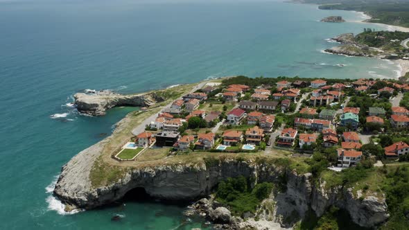 Sea Coast And Village Aerial View