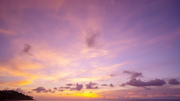 Time Lapse nature colorful pastel clouds Beautiful Light Sunrise or sunset sky clouds over sea.