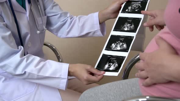 Pregnant Woman and Gynecologist Doctor at Hospital