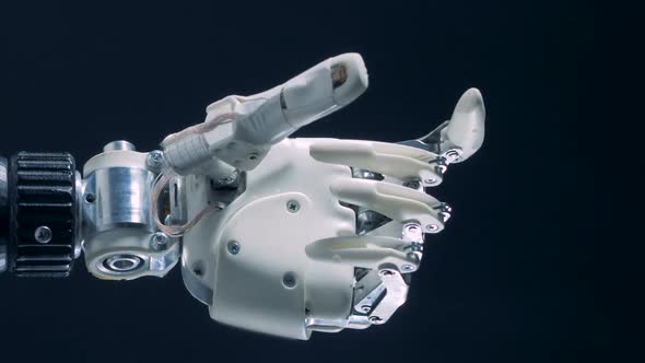 White Prosthetic Hand Working, Automated Production.