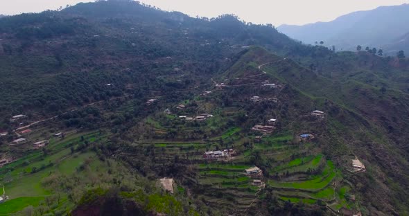 Houses on hills aerial view. Clean and green aerial view. Beautiful houses top of the hills.