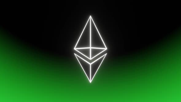 Rising Of The Rotated Ethereum On Green Background Vj Loop HD