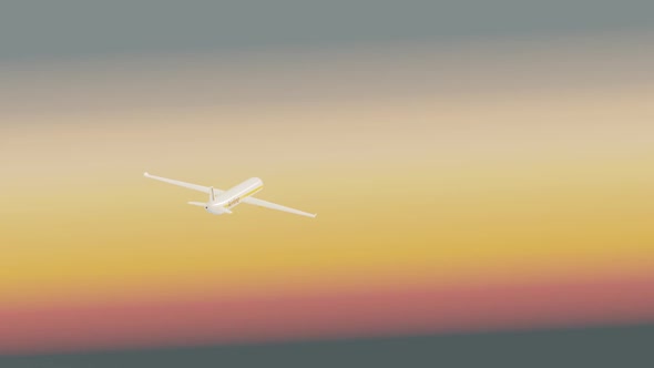 Generic Airliner Taking Off At Sunset