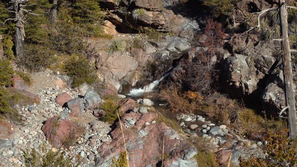 View of a small jump Claro river in Radal 7 Tazas national park of Chile