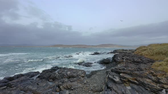 Aerial View of Cashelgolan Beach and the Awarded Narin Beach By Portnoo County Donegal, Ireland