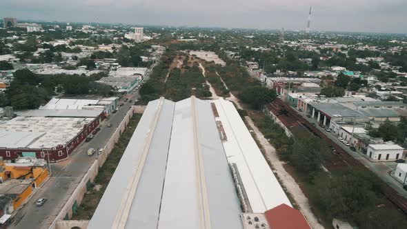 Front view of train station in Yucatan