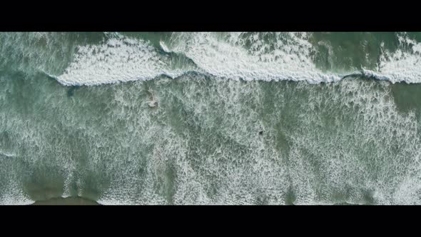 Aerial Drone Shot of a Beach Kiteboarders and Windsurfers (Waddell Beach, Pacific Coast Highway, CA)