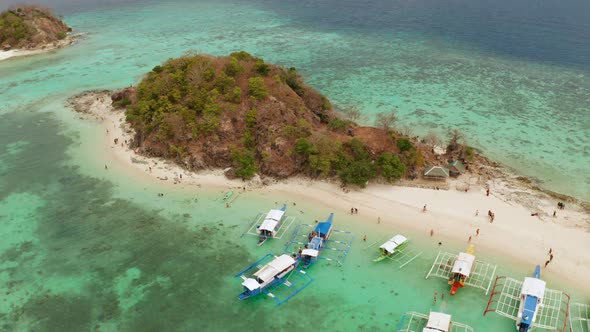 Small Torpic Island White Sandy Beach Top View