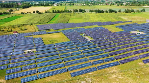 Big solar system plant in rural place