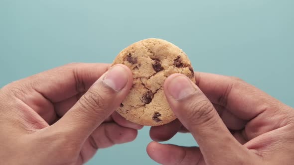 Slow Motion of Eating Chocolate Chip Cookies