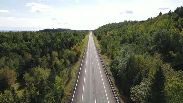 highway 1 on north shore minnesota aerial view during a sunny summer afternoon